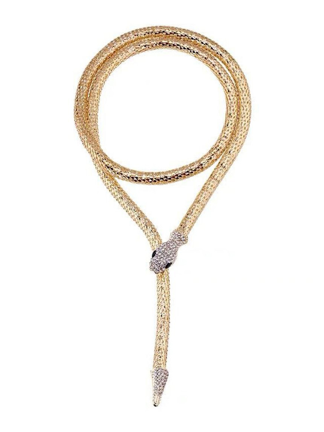 

Krelin Gold-Plated Rhinestone Stone-Studded Decor Snake Design Necklace