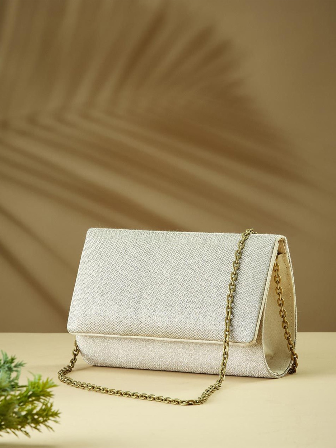 

Fabindia Brocade Textured Purse Clutch, Silver