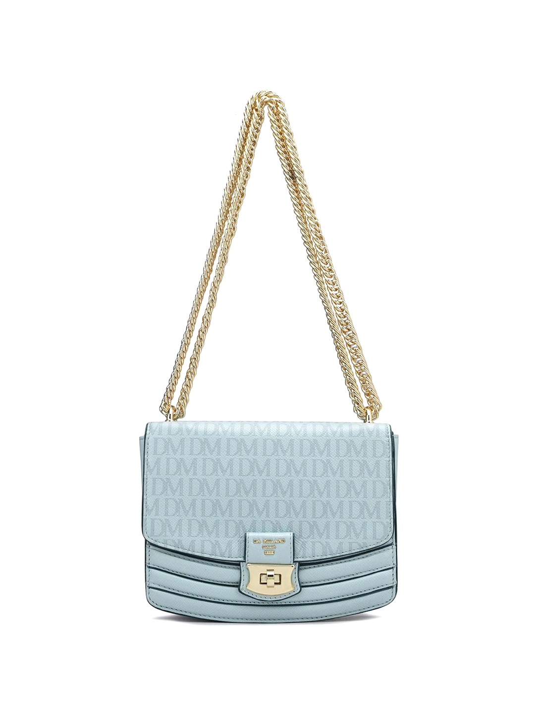 

Da Milano Textured Leather Structured Sling Bag with Quilted, Blue