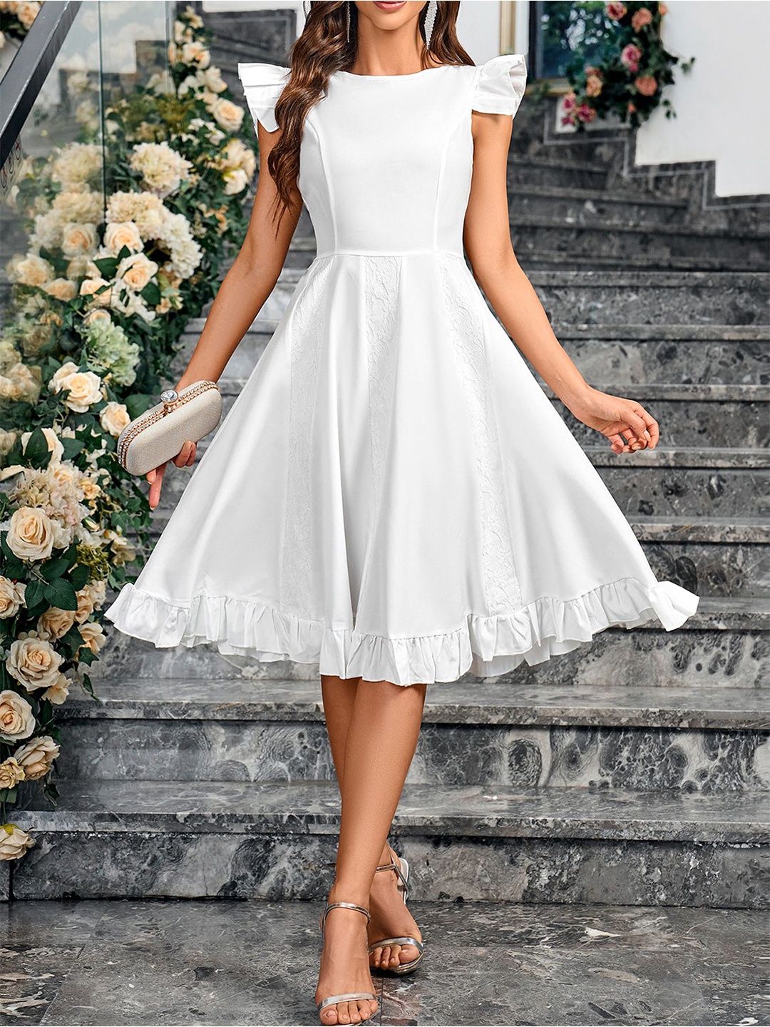 

StyleCast x Revolte Cap Sleeves Fit & Flare Dress, White
