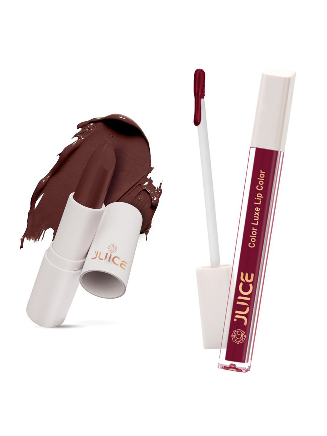 

JUICE Set of Color Luxe Lip Color 2.5ml & Kiss Sensation Lipstick 4g - Shade M07 & M15, Brown