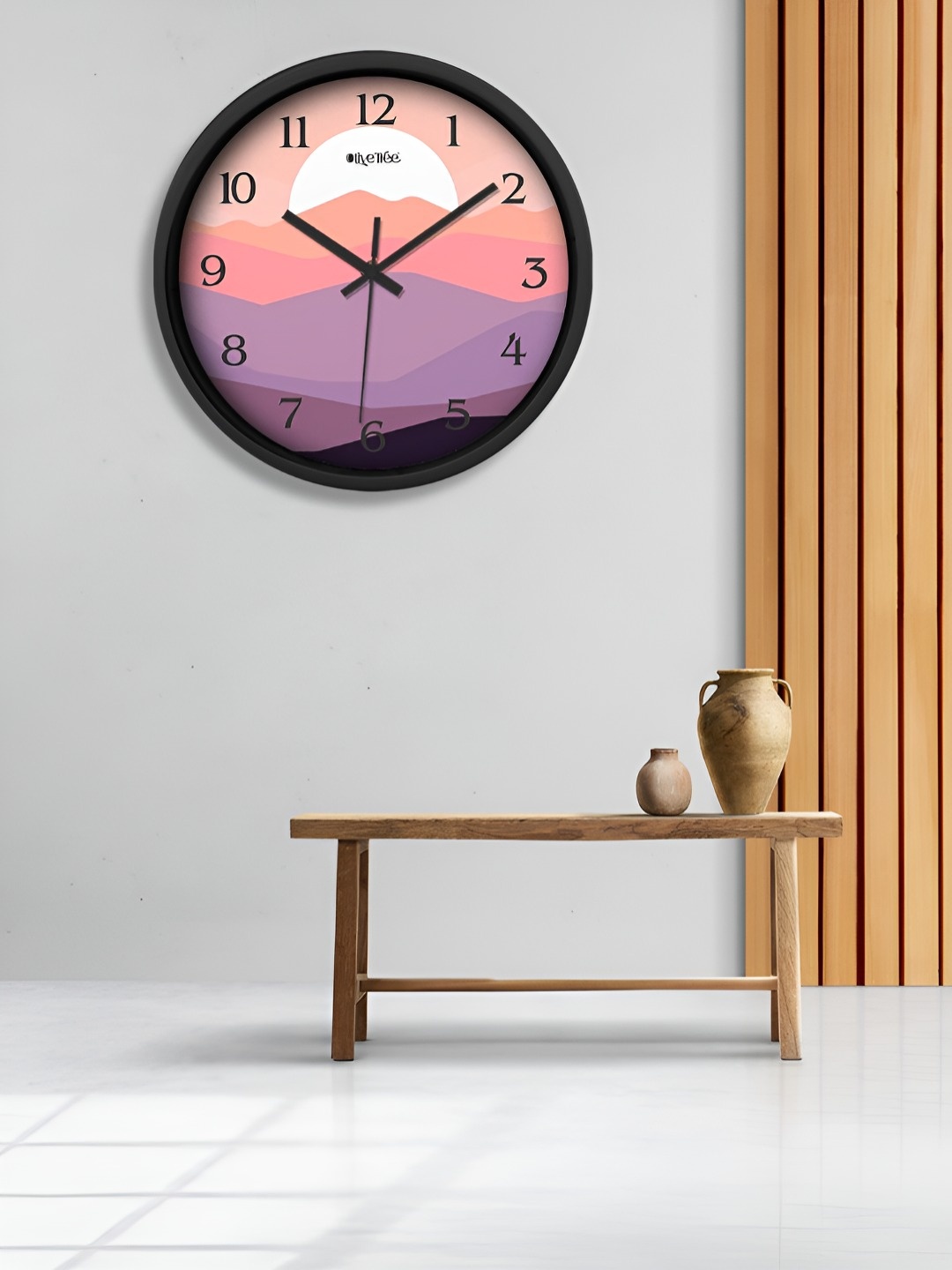 

OLIVE TREE Black & Pink Printed Contemporary Analogue Round Wall Clock