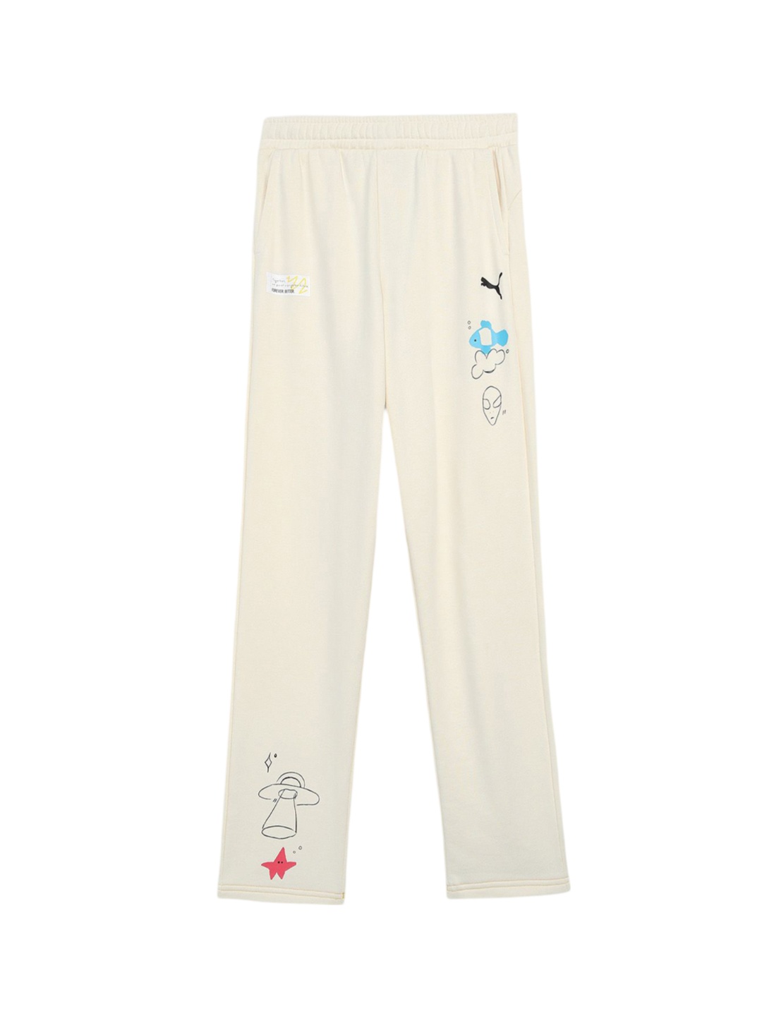 

Puma Classics Graphic Kids Mid Rise Track Pants, Cream