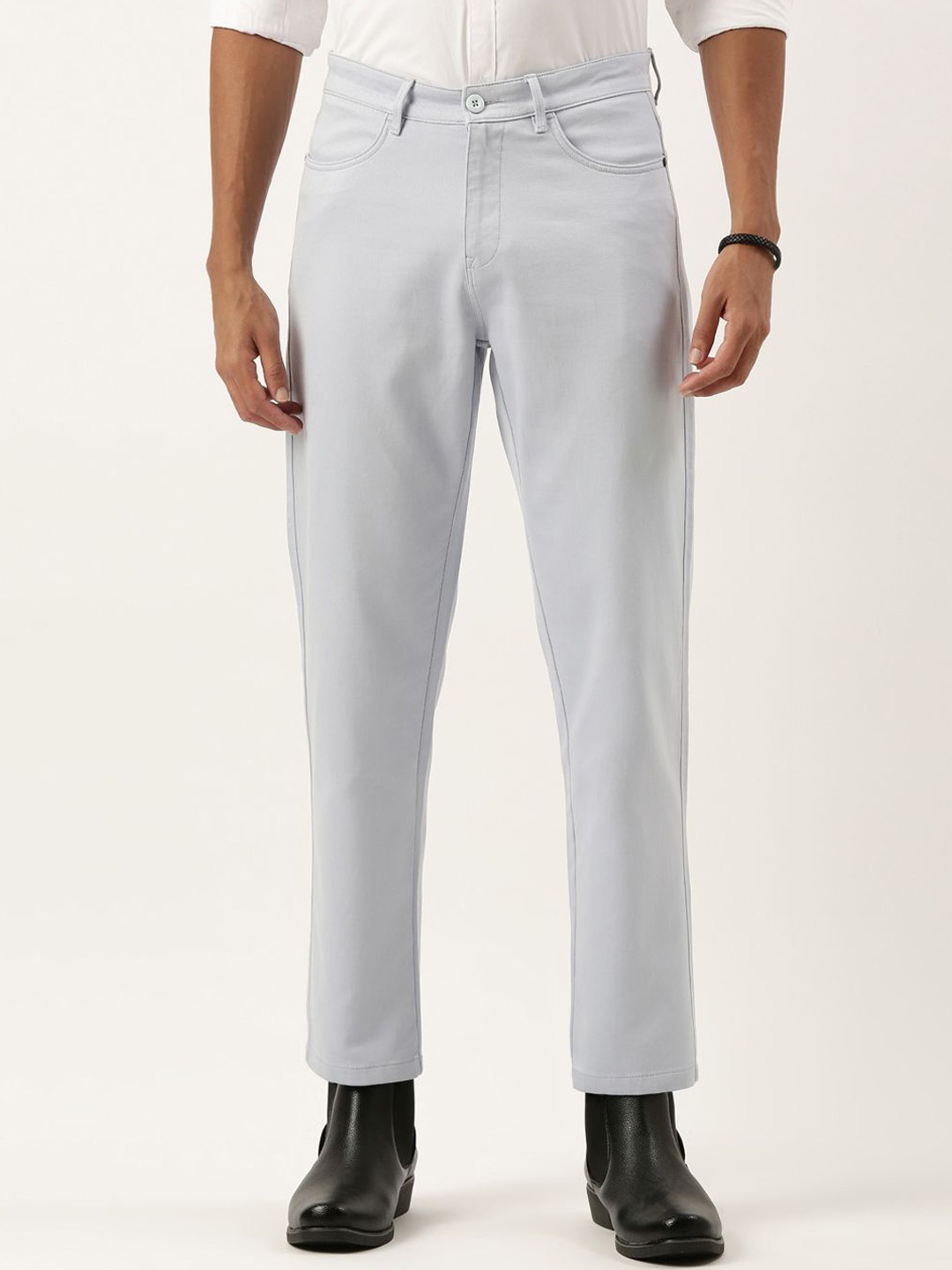 

The Roadster Lifestyle Co Cotton Mid-Rise Regular Fit Trousers, Blue