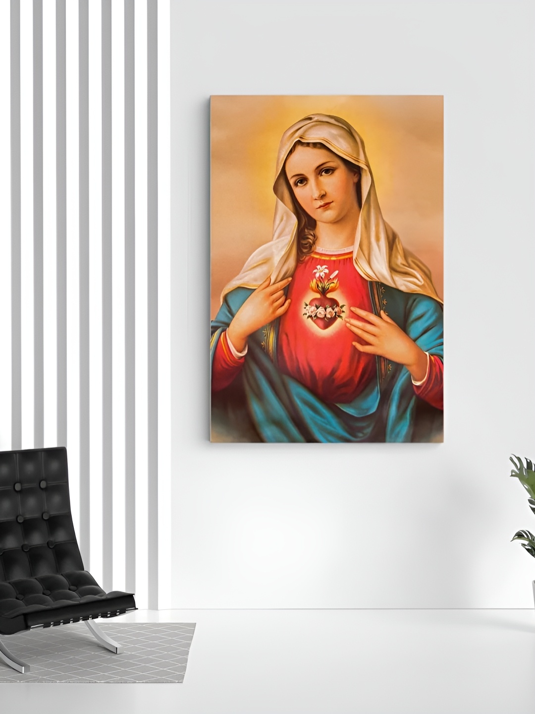 

CLAWCRAFTS Red and Orange Wooden Religious Wall Painting, Beige