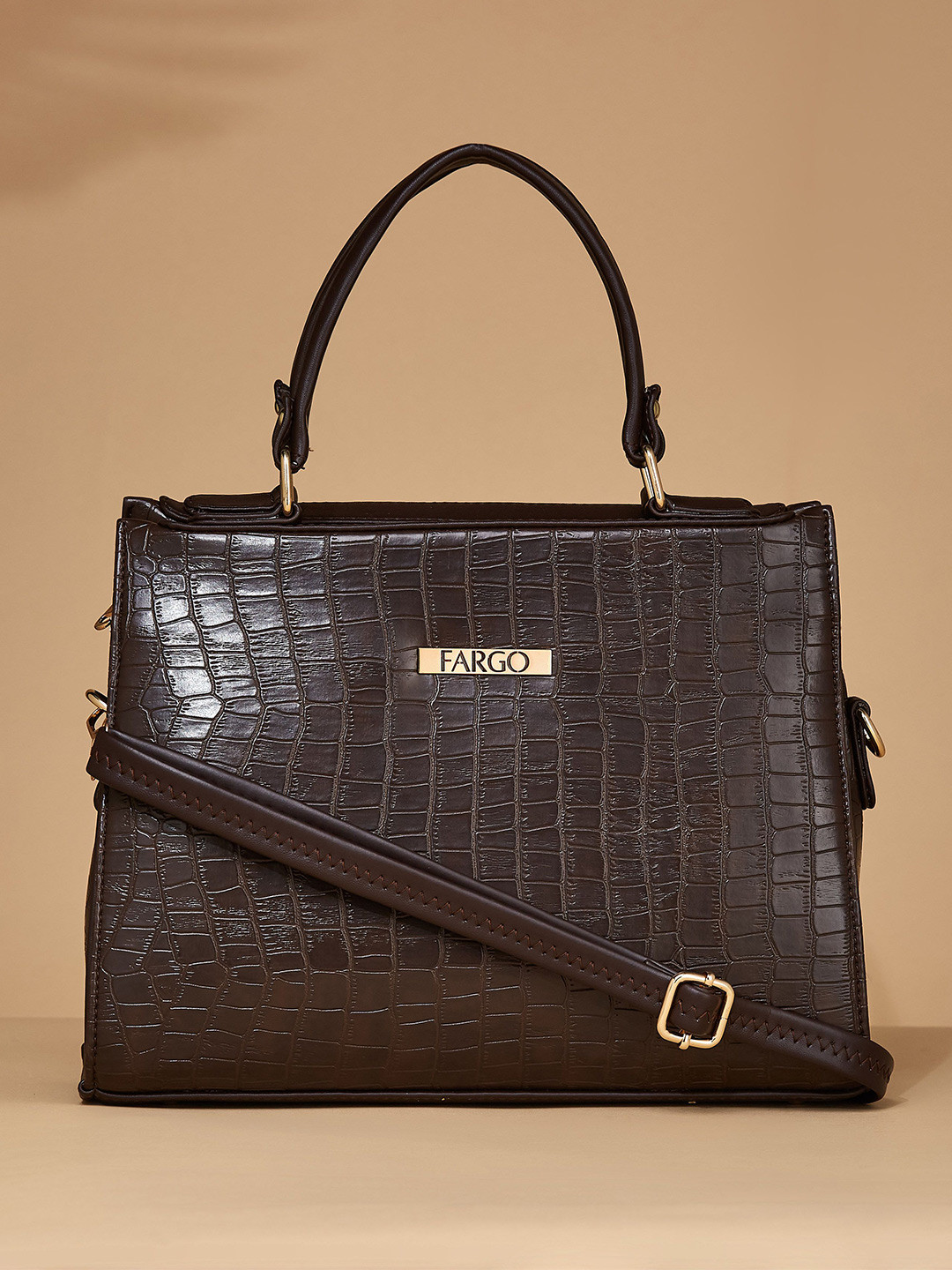 

FARGO Textured Structured Handheld Bag, Brown