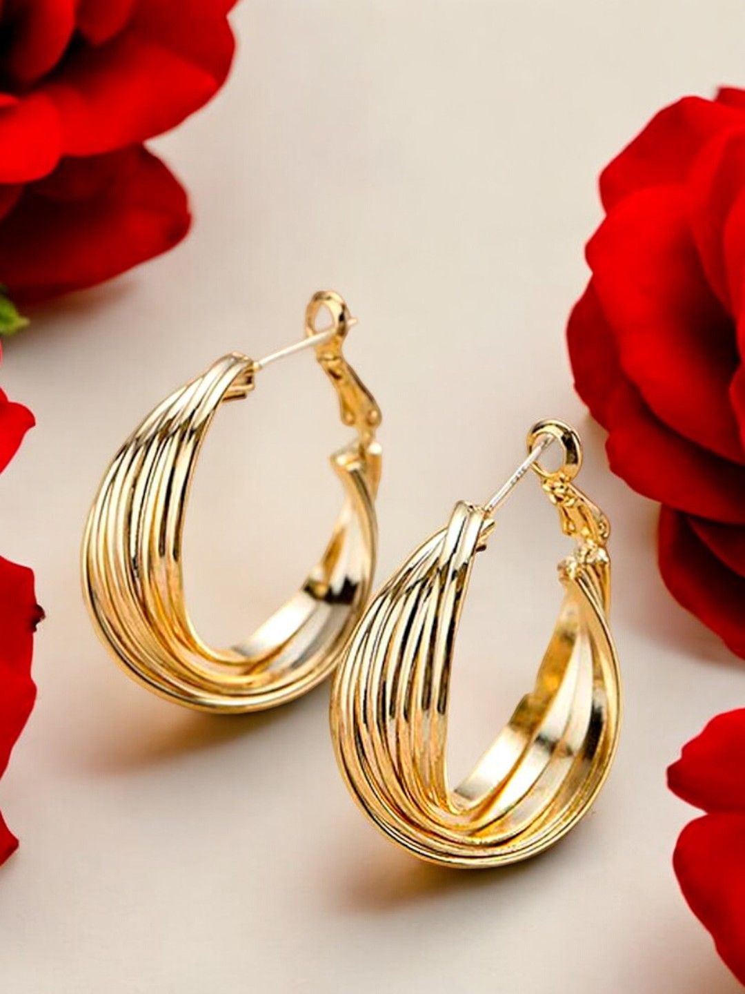 

fabula Twisted Retro Hoop Earrings, Gold