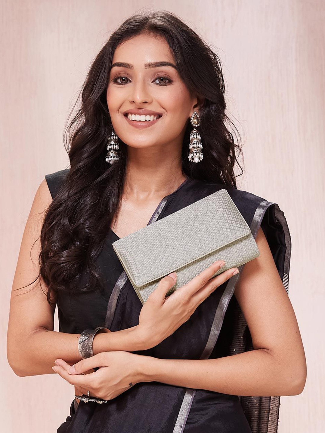 

Fabindia Brocade Textured Purse Clutch, Off white