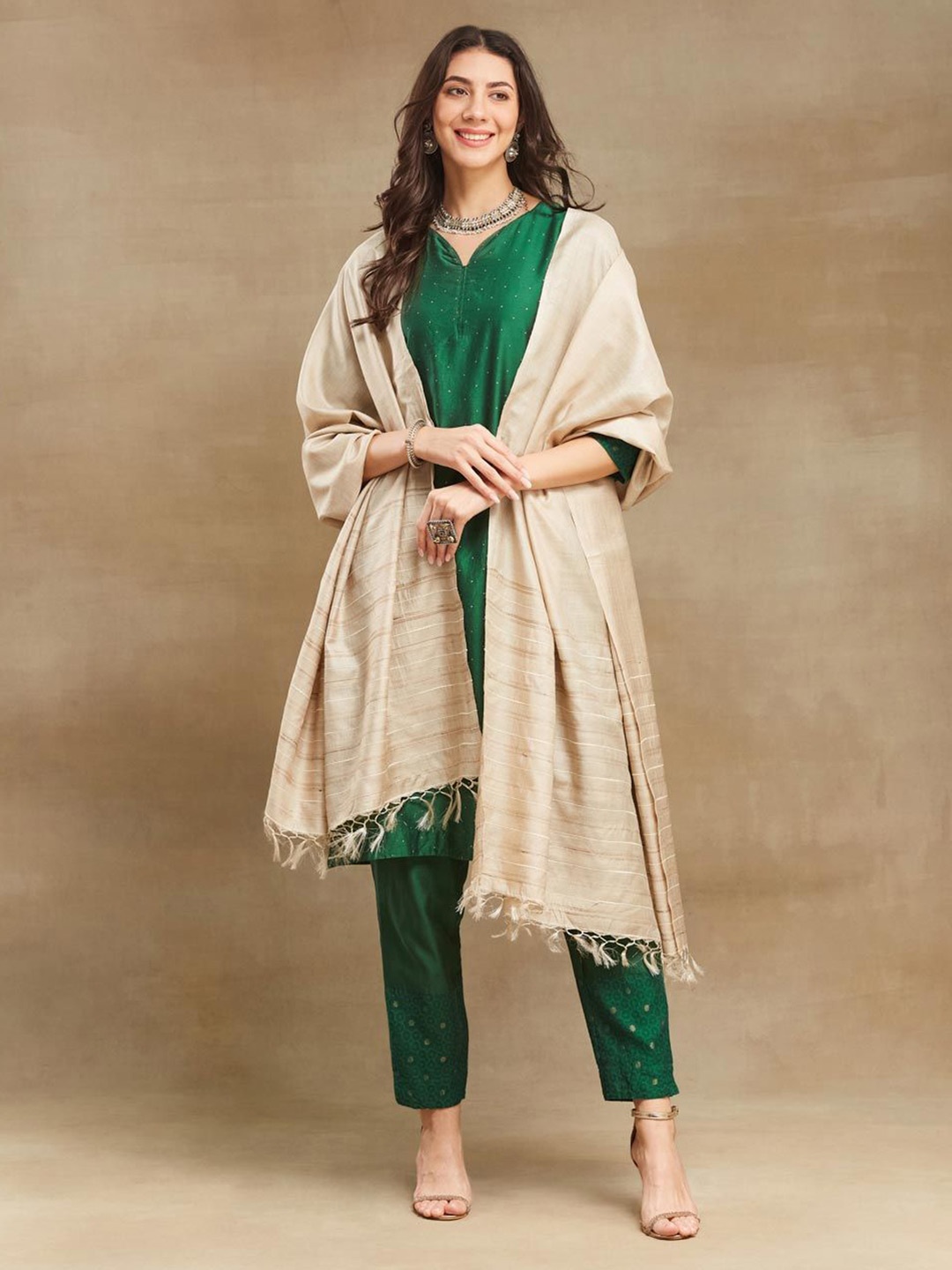 

Fabindia Woven Design Dupatta, Beige