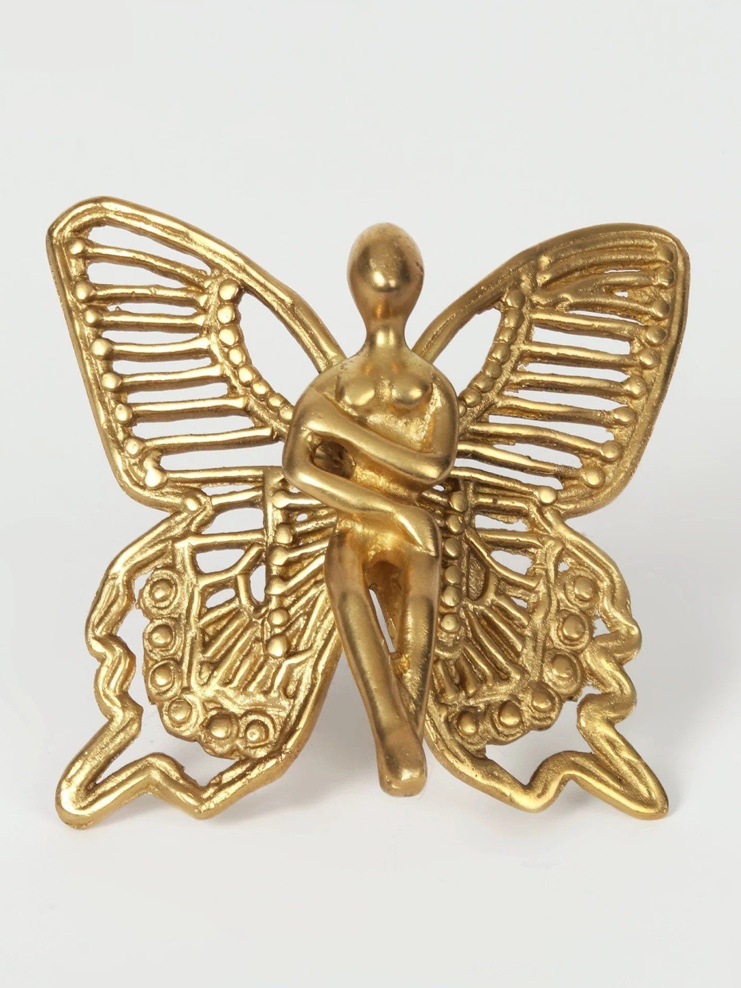 

Exotic India 3" Small Brass Angel with Wings - Wall Decor, Gold