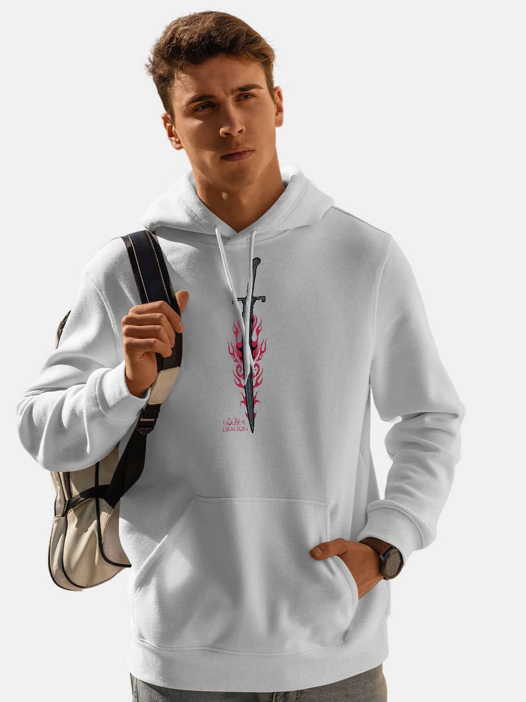 

macmerise Men Hooded Sweatshirt, White