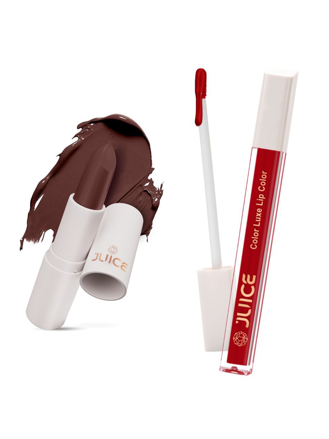 

JUICE Set of Color Luxe Lip Color 2.5ml & Kiss Sensation Lipstick 4g - Shade M18 & M07, Brown