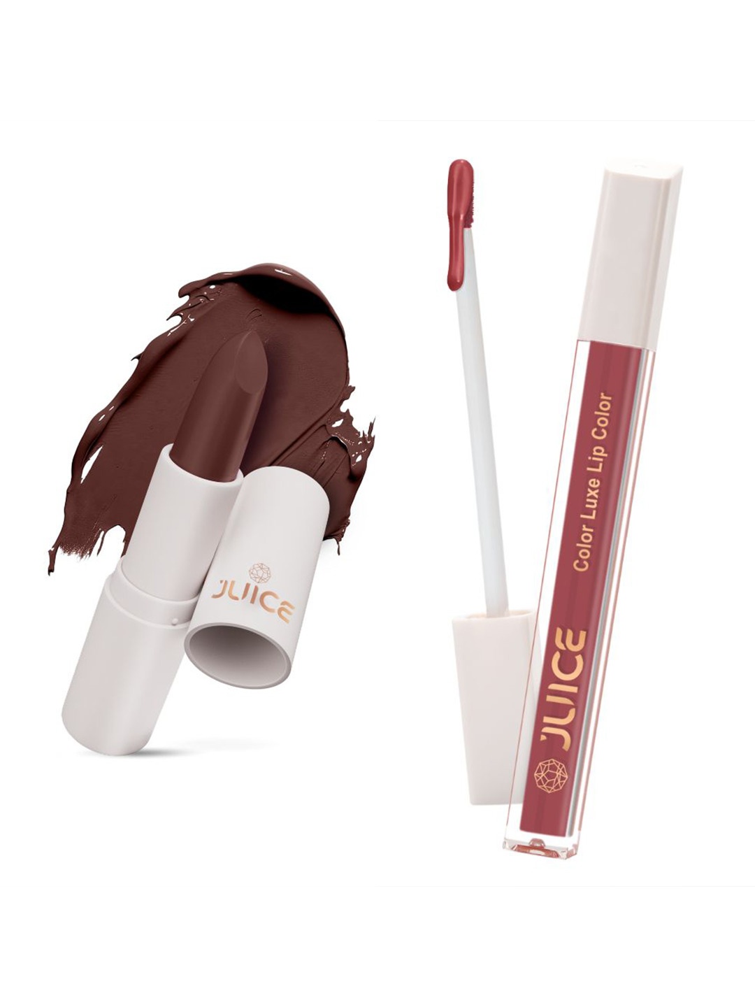 

JUICE Set of Color Luxe Lip Color 2.5ml & Kiss Sensation Lipstick 4g - Shade M18 & M16, Brown