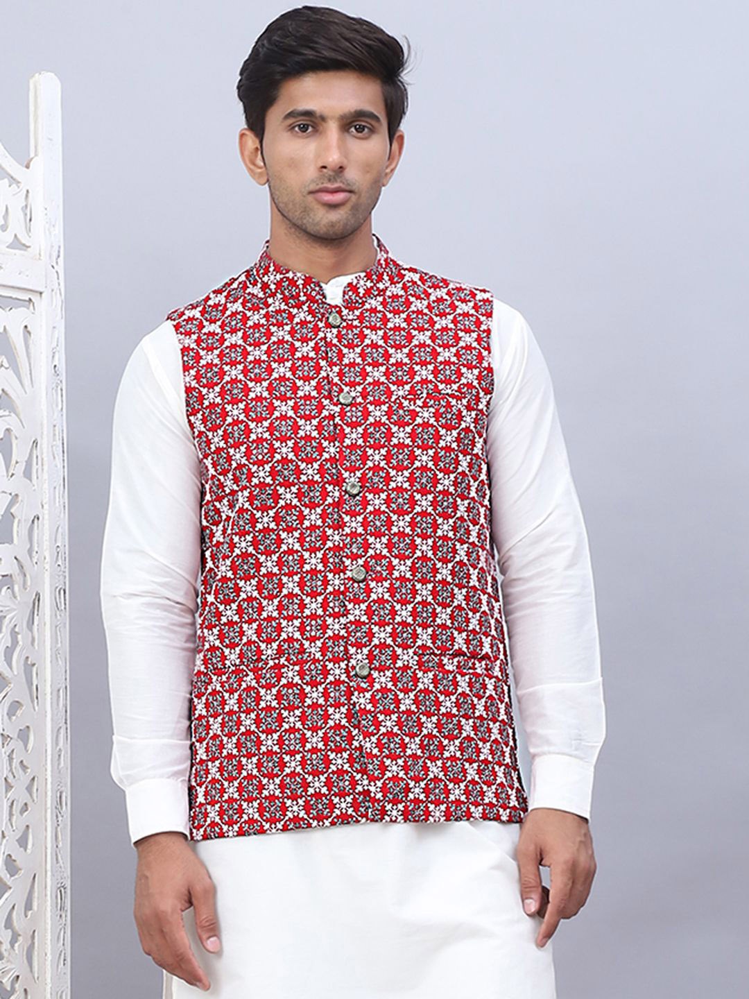 

Jompers Embroidered Nehru Jackets, Maroon