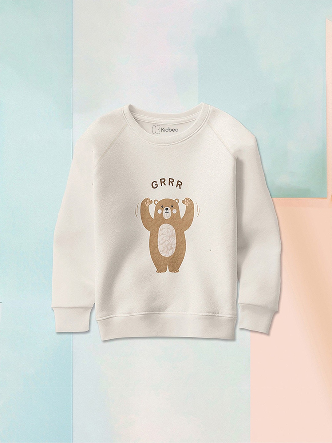 

Kidbea Unisex Kids Graphic Printed Round Neck Sweatshirt, Off white