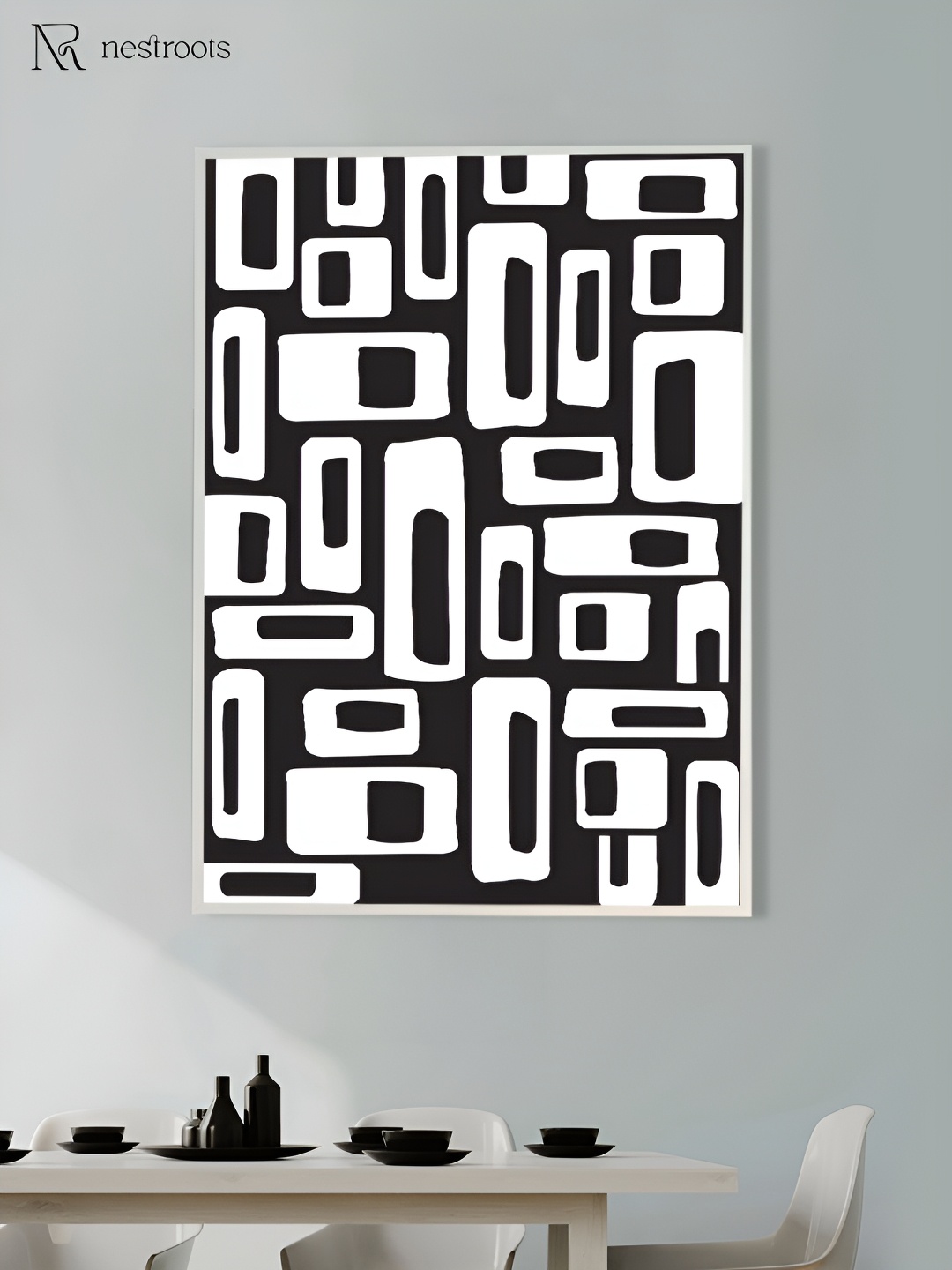 

nestroots White & Black Abstract Printed Canvas Wall Art