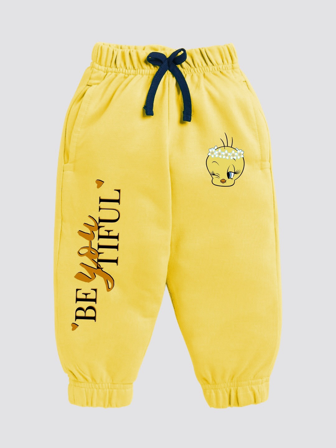 

YK X Minute Mirth Kids-Girls Looney Tunes Printed Pure Cotton Joggers, Yellow