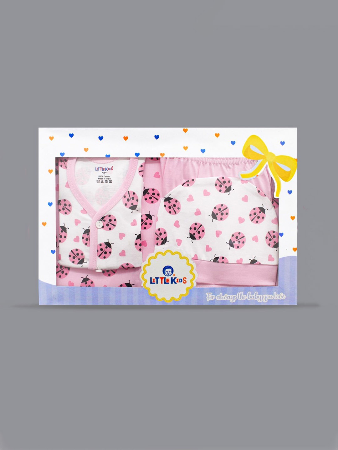 

Born Babies Infants 4 Pcs Printed Pure Cotton Baby Apparel Gift Set, Pink