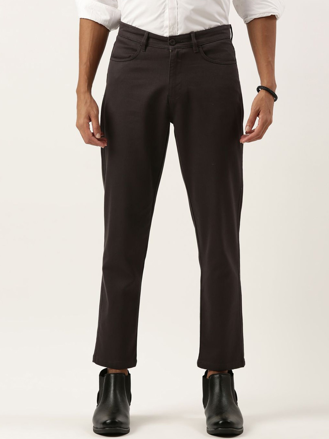 

The Roadster Lifestyle Co Men Cotton Mid-Rise Regular Fit Trousers, Brown