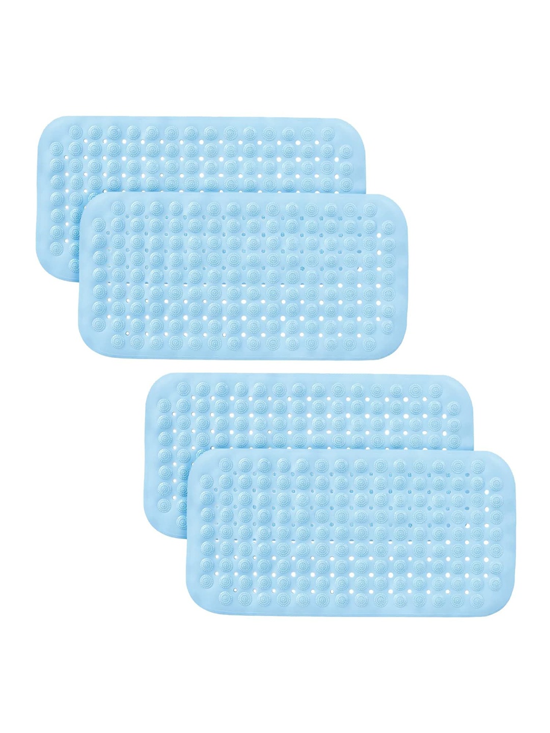 

Kuber Industries Blue 4 Pieces Textured 240 GSM Anti Skid Bath Rugs