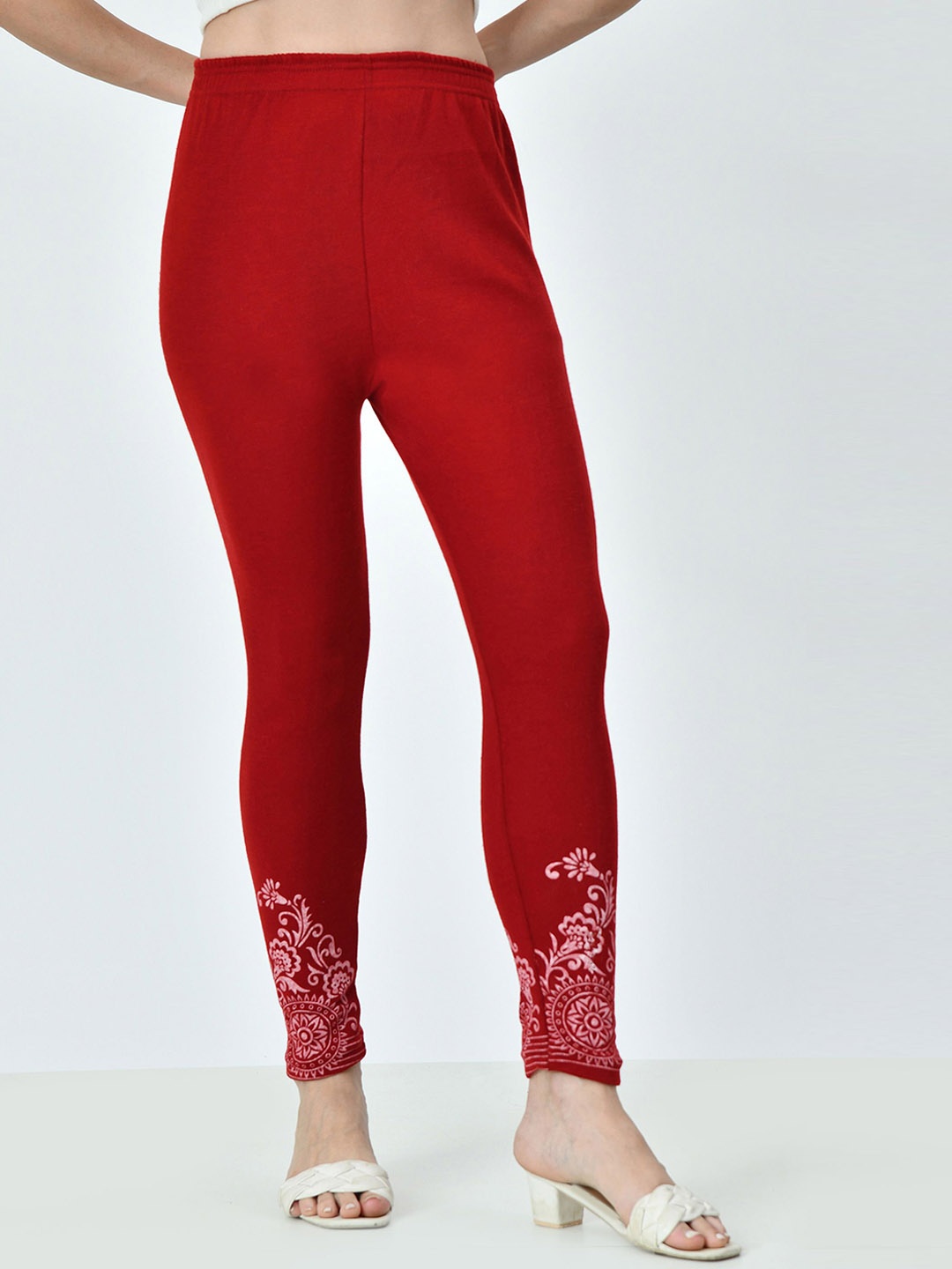 

BAESD Wool Printed Ankle-Length Leggings, Maroon