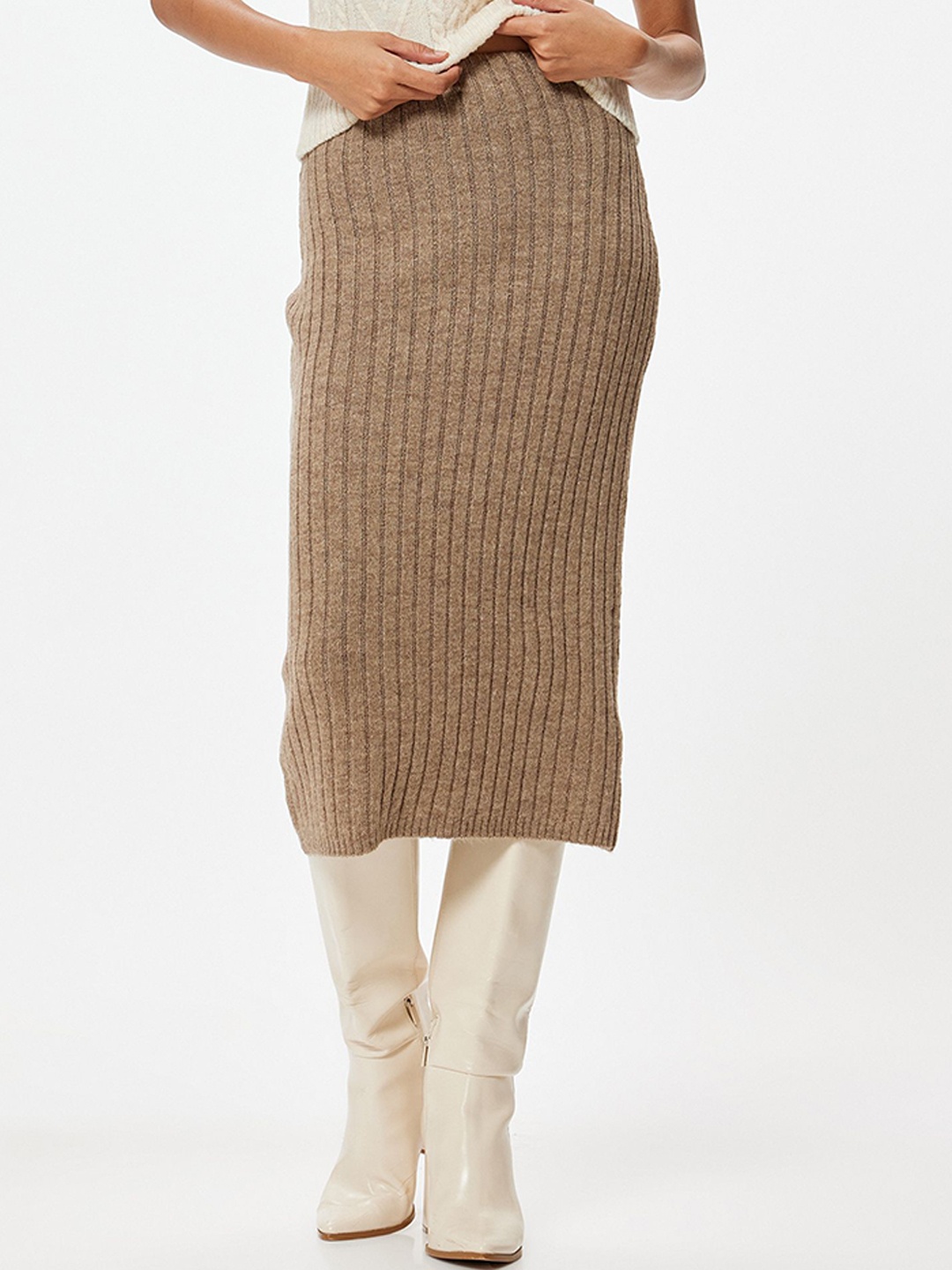 

Koton Acrylic Knee Length A-Line Skirts, Grey