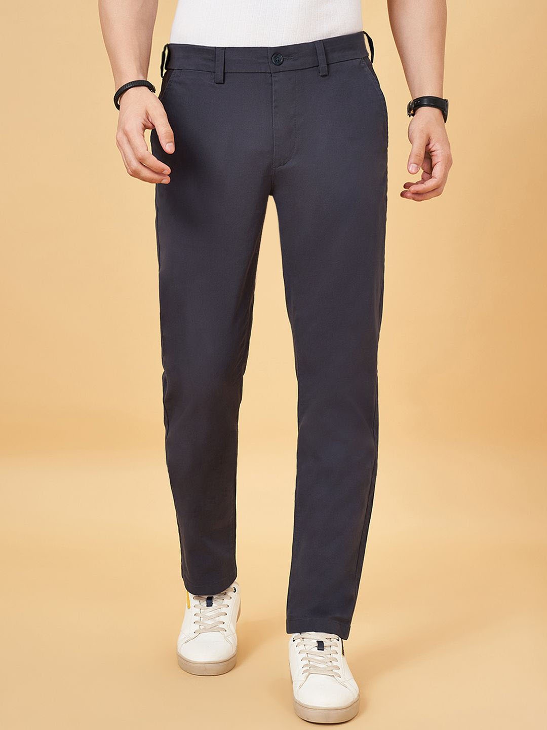 

BYFORD by Pantaloons Men Chinos Trousers, Navy blue