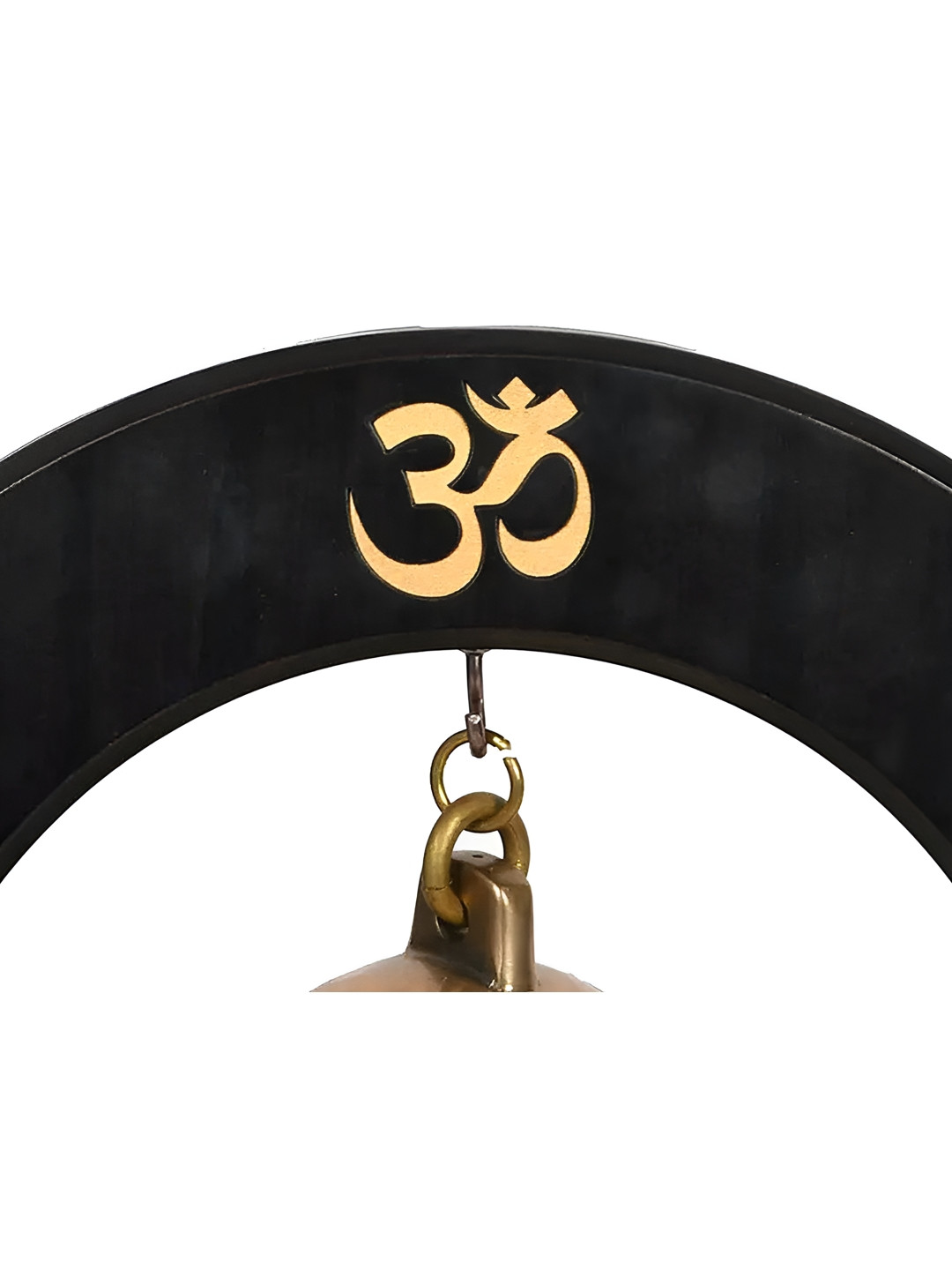 

Exotic India Gold-Toned & Black Bell On A Wooden Stand With Mallet Religious Showpiece