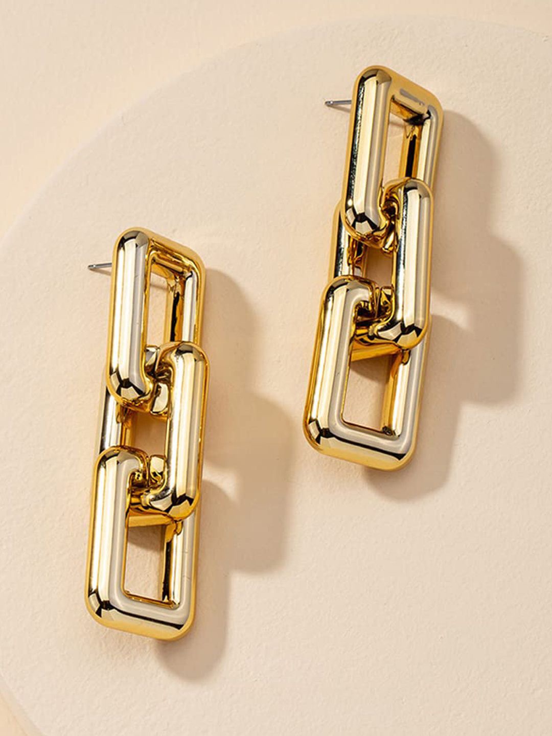 

fabula Chunky Square Link Chain Drop Earrings, Gold