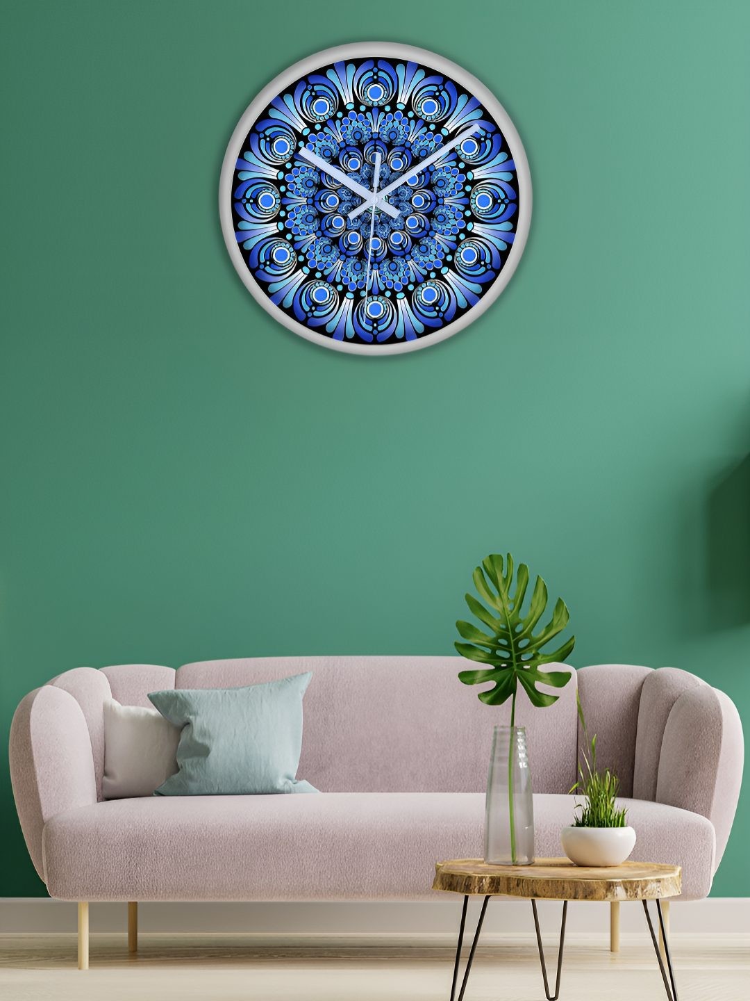 

OLIVE TREE White & Blue Printed Analogue Contemporary Wall Clock