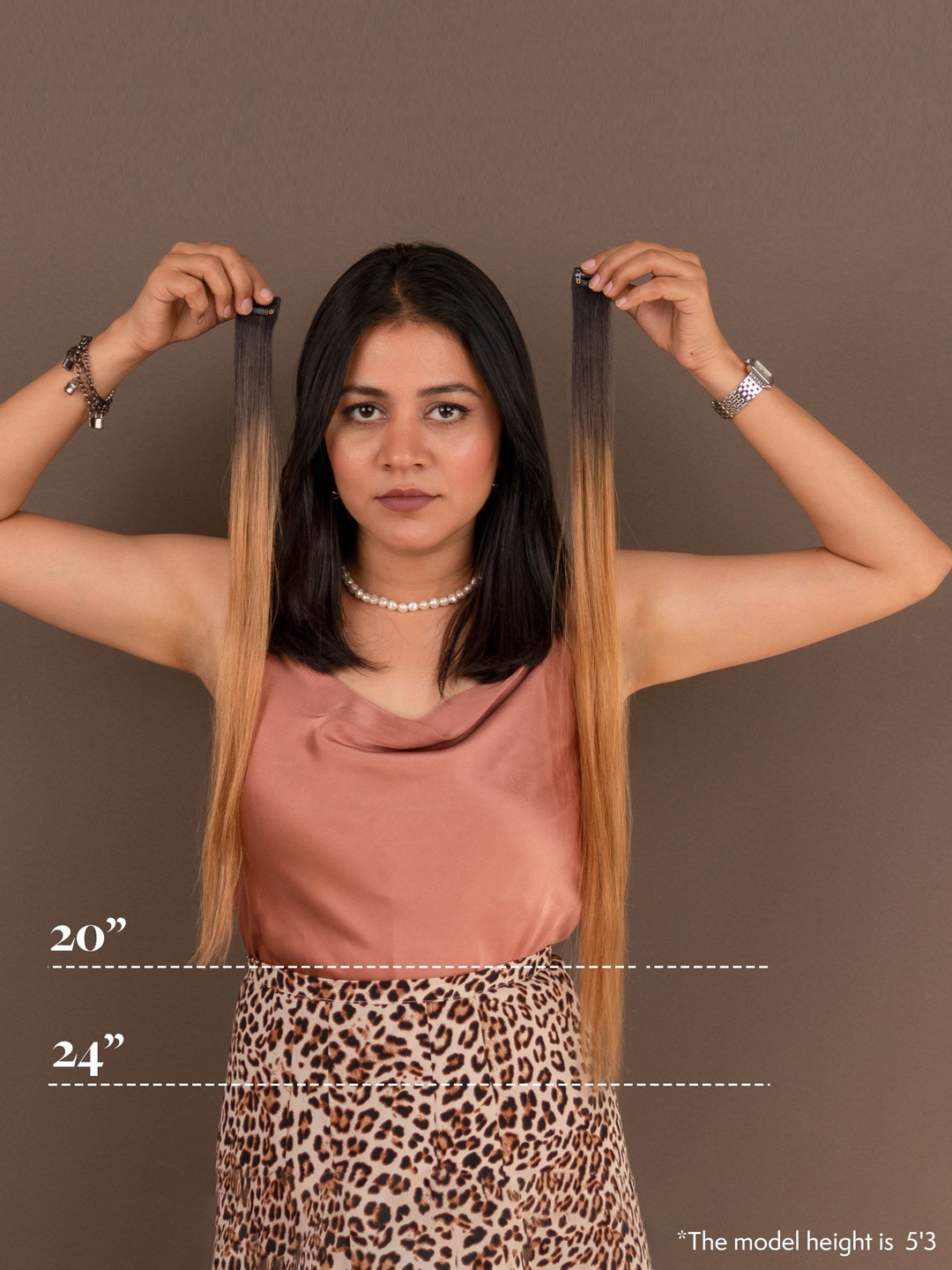 

Gemeria Hair Ash Brown Single Clip Highlights - 20Inch