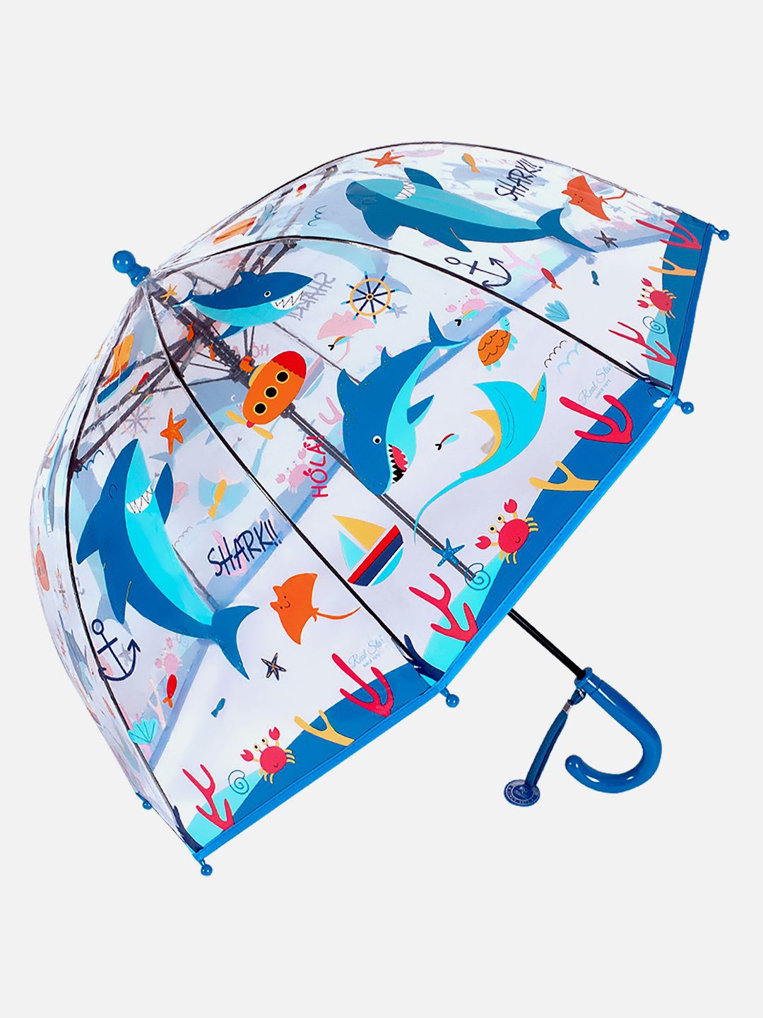 

Little Surprise Box LLP Kids Shark Theme Printed Manual 2 Fold Umbrella, Blue