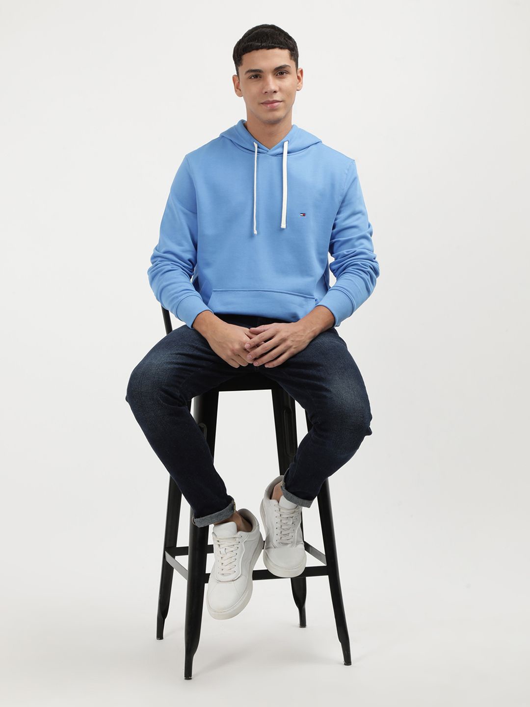 

Tommy Hilfiger Men Solid Hooded Cotton Sweatshirt, Blue