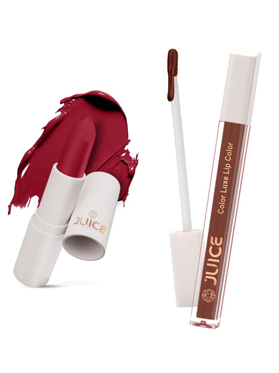 

JUICE Set of Color Luxe Lip Color 2.5ml & Kiss Sensation Lipstick 4g - Shade M02 & M12, Red