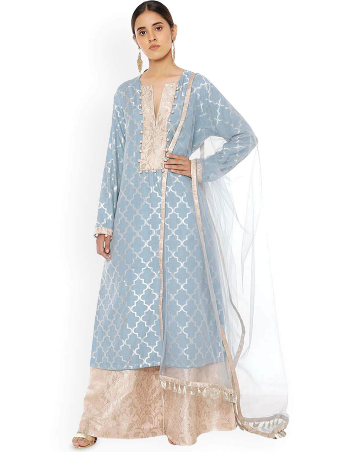 

PS PRET BY PAYAL SINGHAL A-Line Kurta with Palazzos & With Dupatta, Blue
