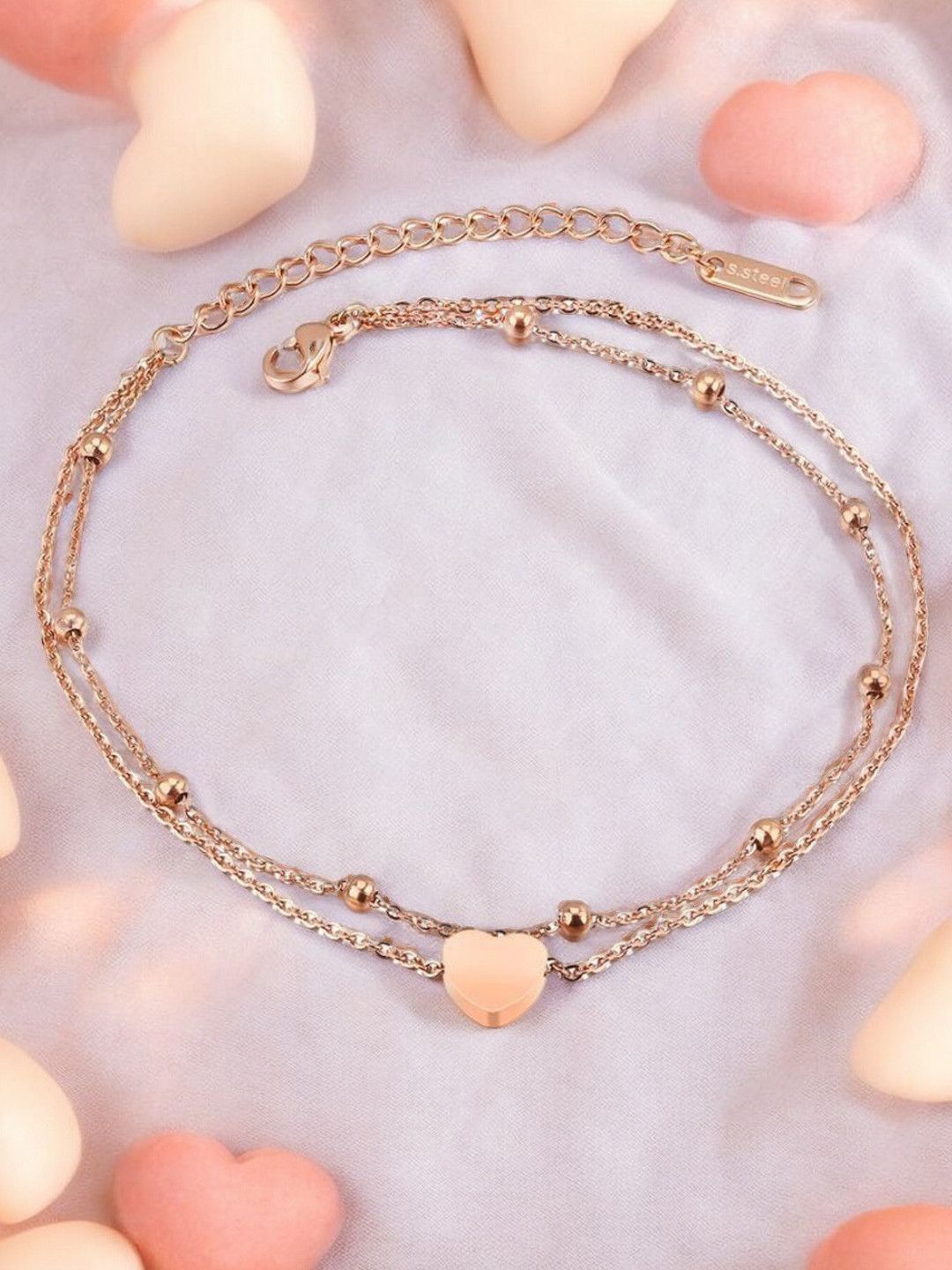 

fabula Rose Gold Plated Layered Single Anklet