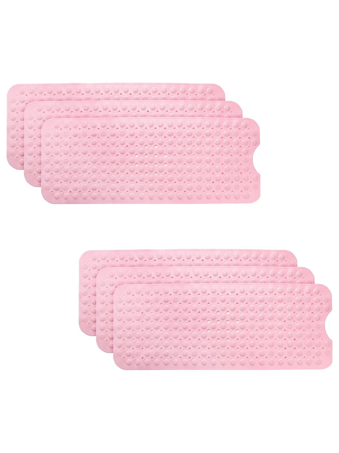 

Kuber Industries Pink 6 Pieces Textured 240 GSM Bath Rugs