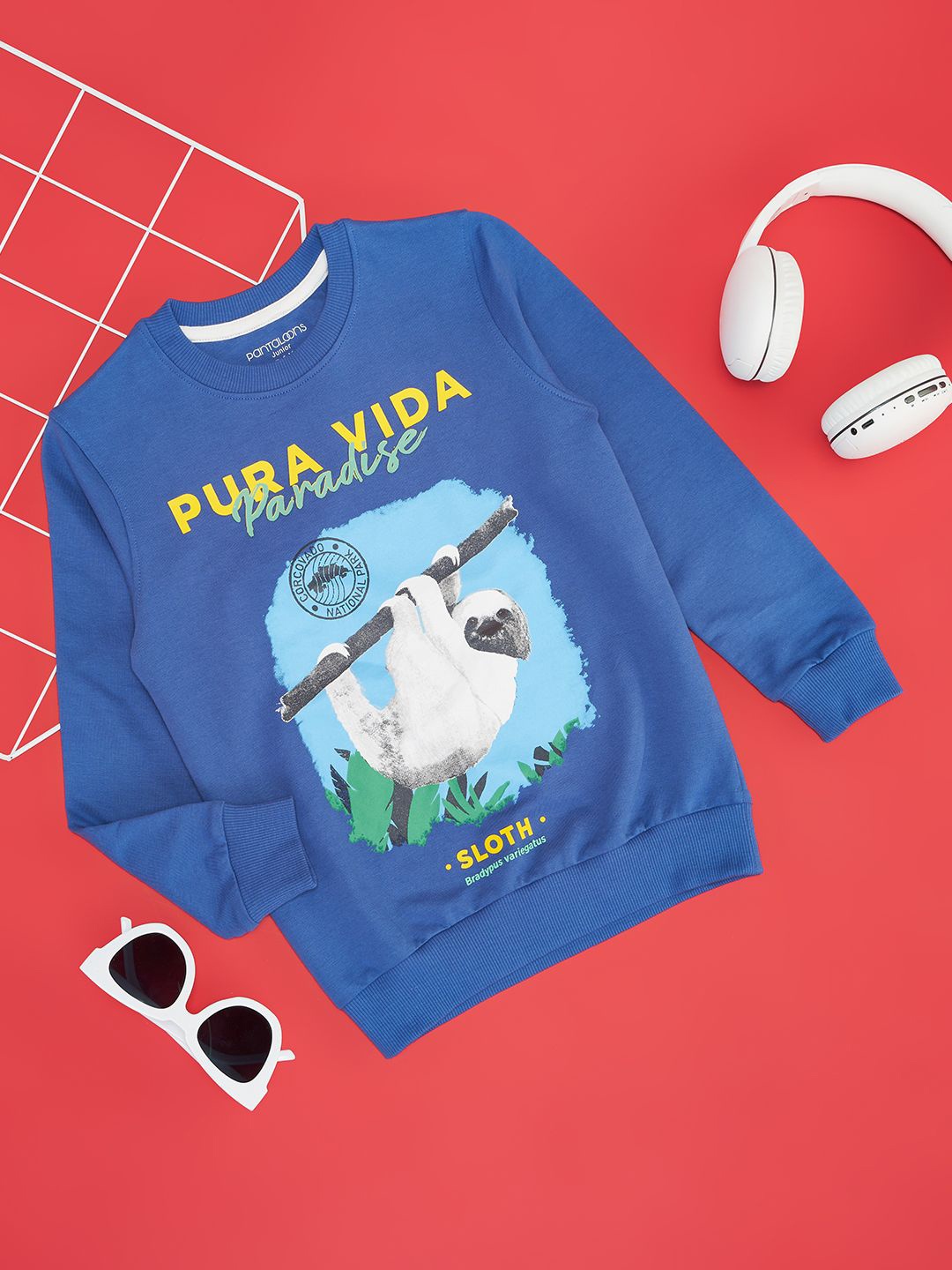 

Pantaloons Junior Boys Graphic Printed Cotton Sweatshirt, Blue