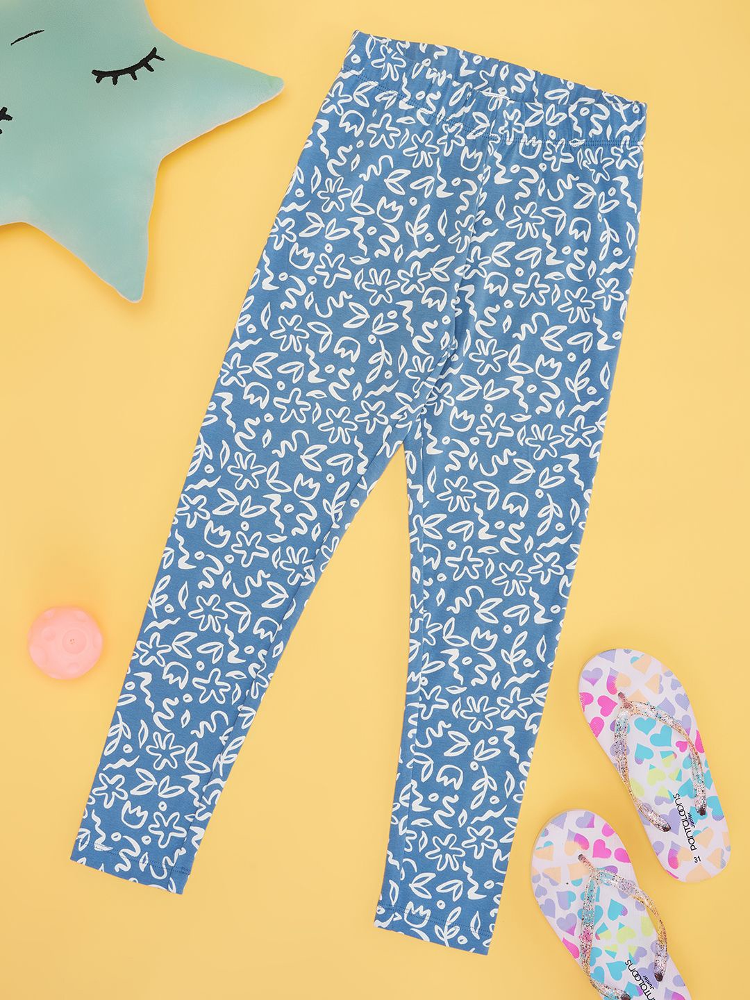 

Pantaloons Junior Abstract Girls Printed Cotton Track Pants, Blue