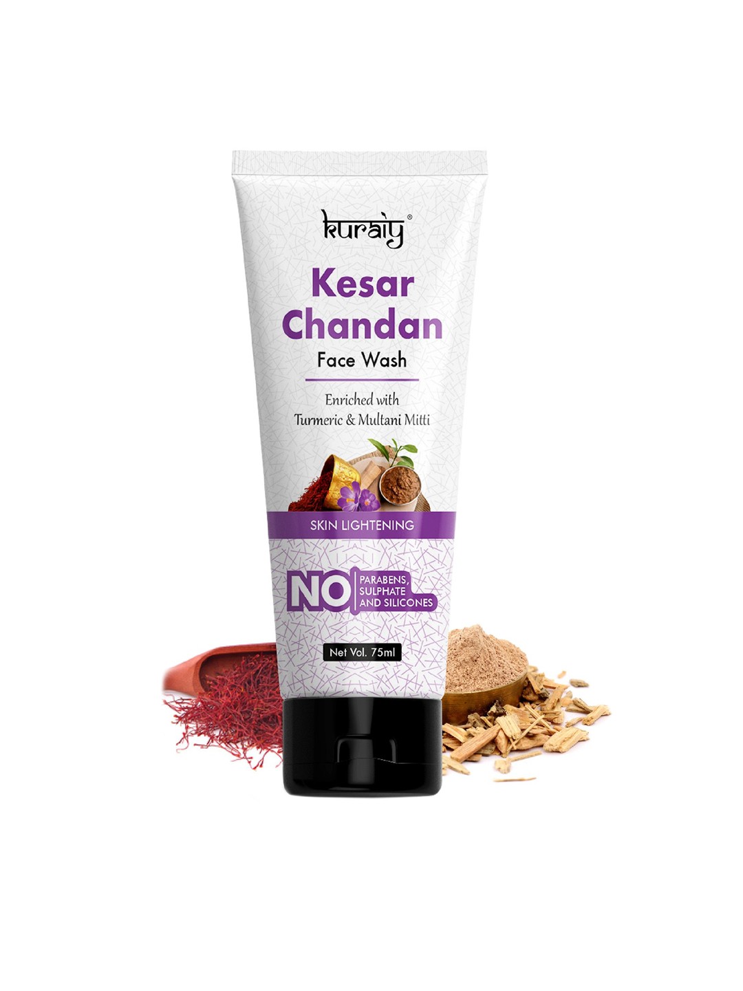 

KURAIY Kesar Chandan Face Wash Enriched With Turmeric & Multani Mitti 75ml, White