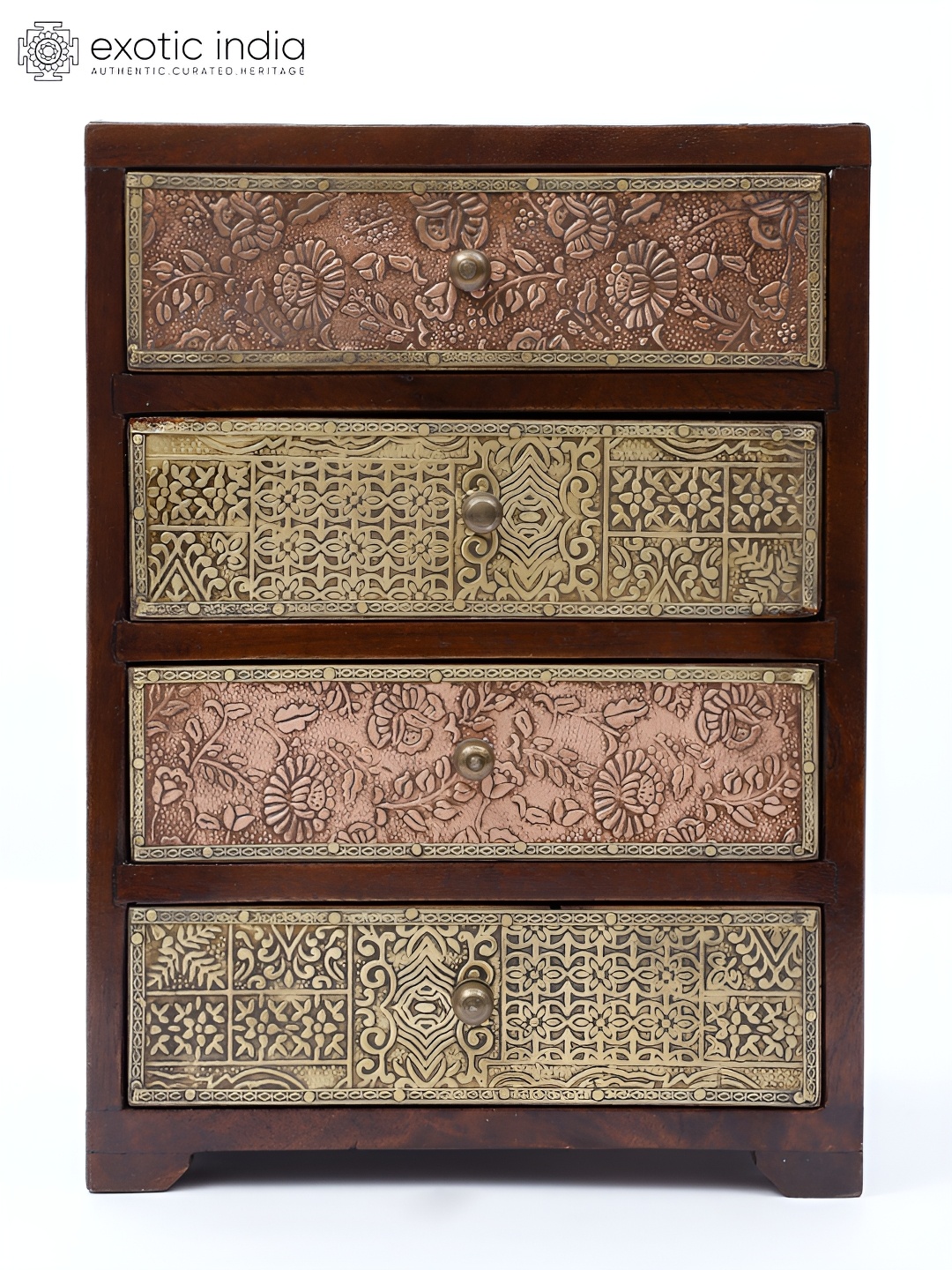 

Exotic India Brown & Green Wooden Storage Organiser
