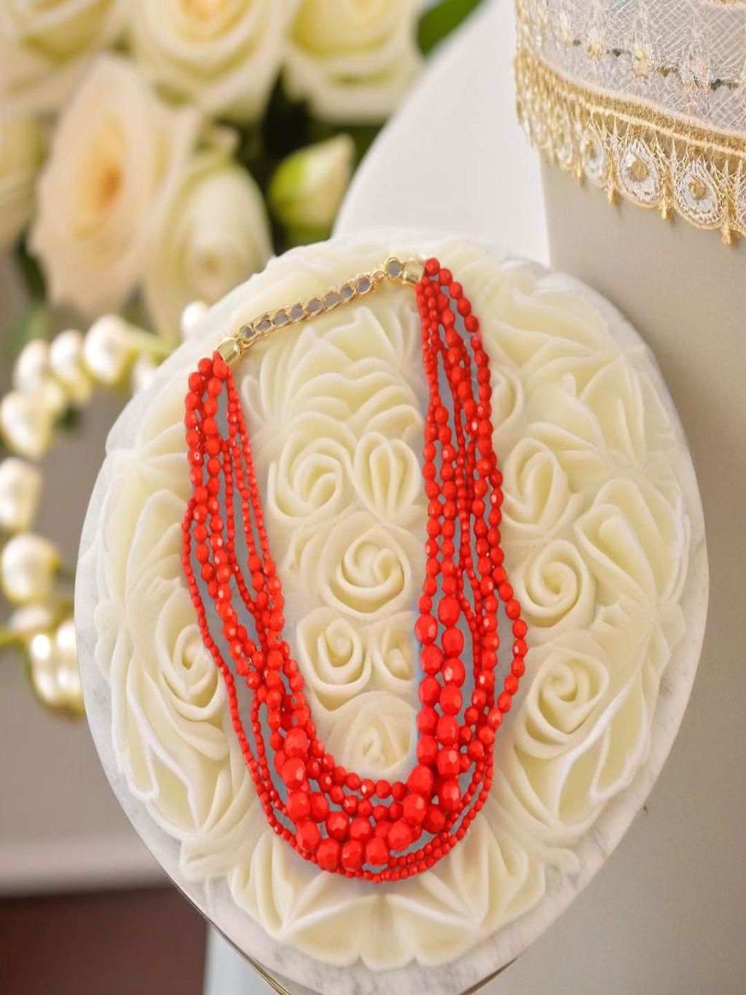 

UNIVERSITY TRENDZ Gold-Plated Pearl Beaded Layered Necklace