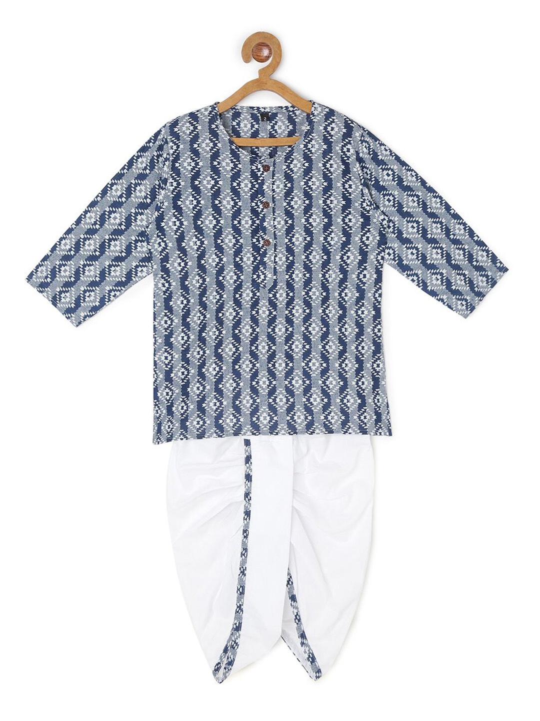

BAESD Kids Boys Printed Regular Straight Kurta with Dhoti Pants, Blue