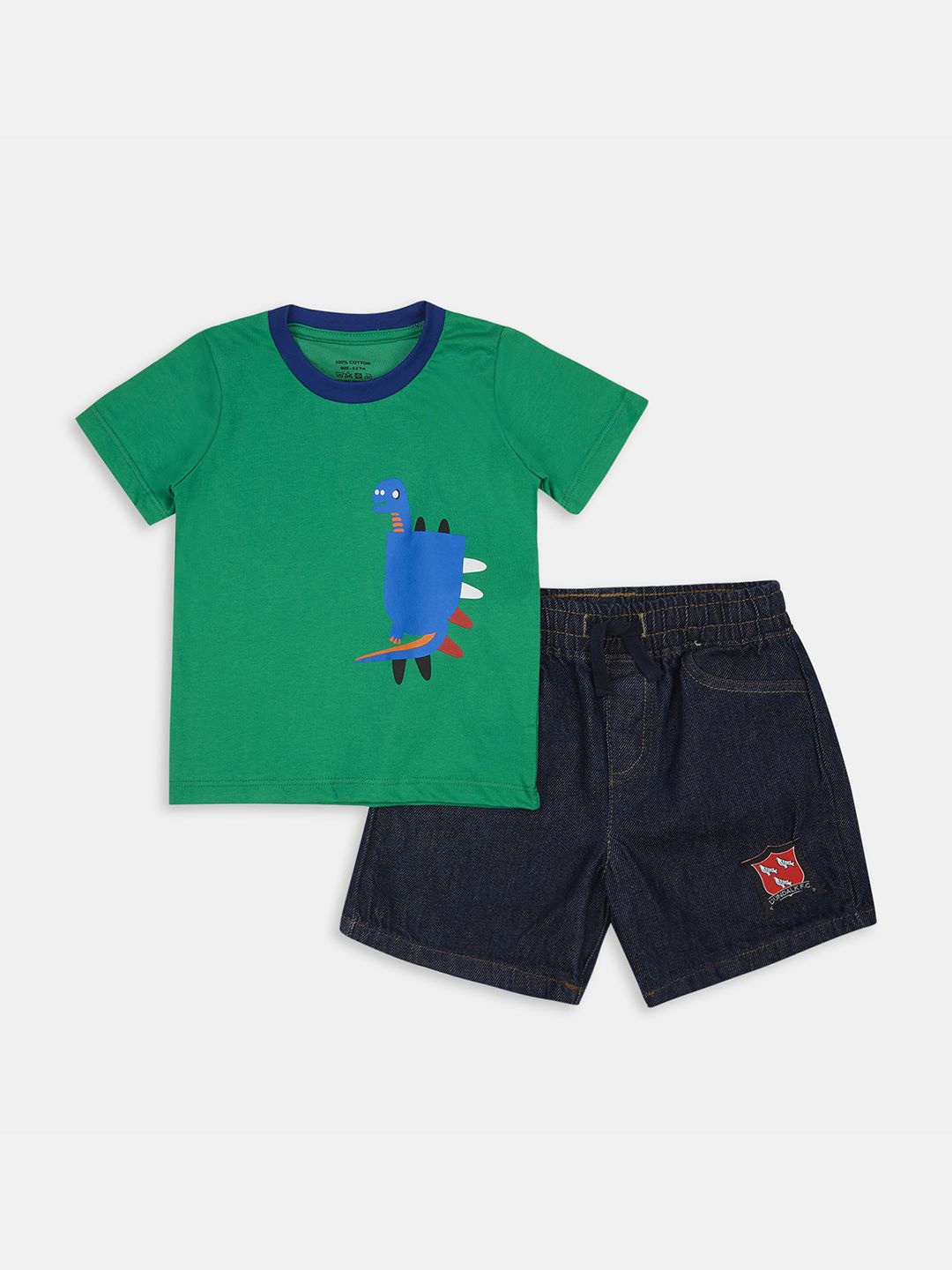 

YK Boys Clothing Set With Cotton T-shirt And Denim Shorts, Green