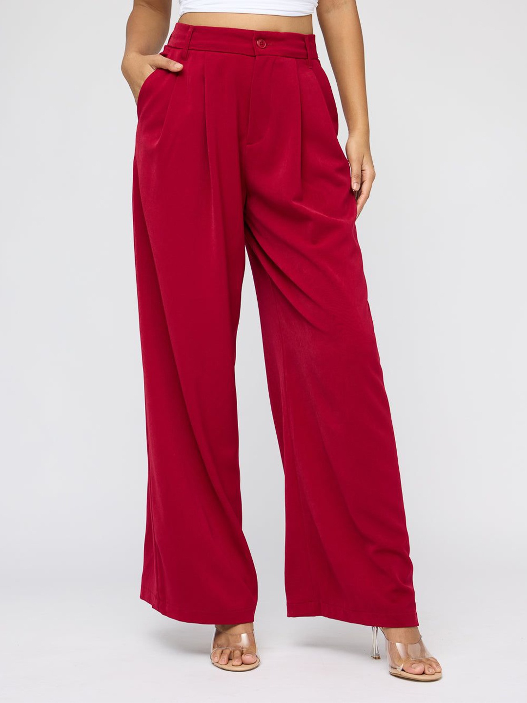 

FREAKINS Maple Red Super Flared Korean Pants