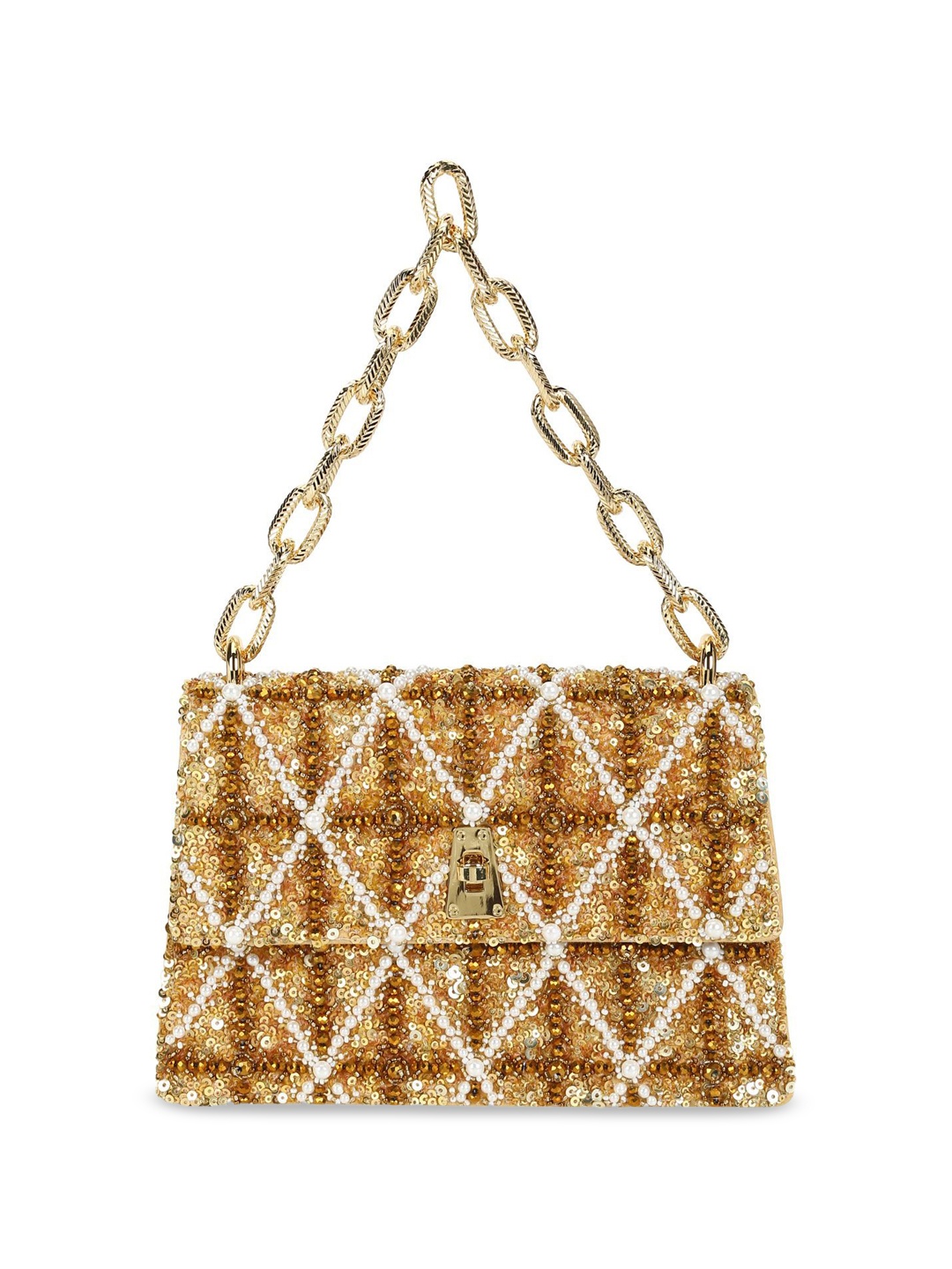

The Leather Garden Embellished Leather Bucket Shoulder Bag, Gold