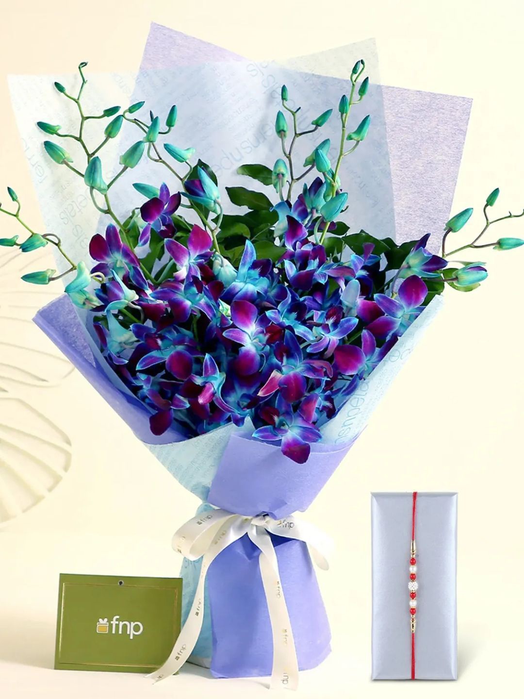

fnp Purple 6Pc Enchanting Orchids Bouquet With Rakhi