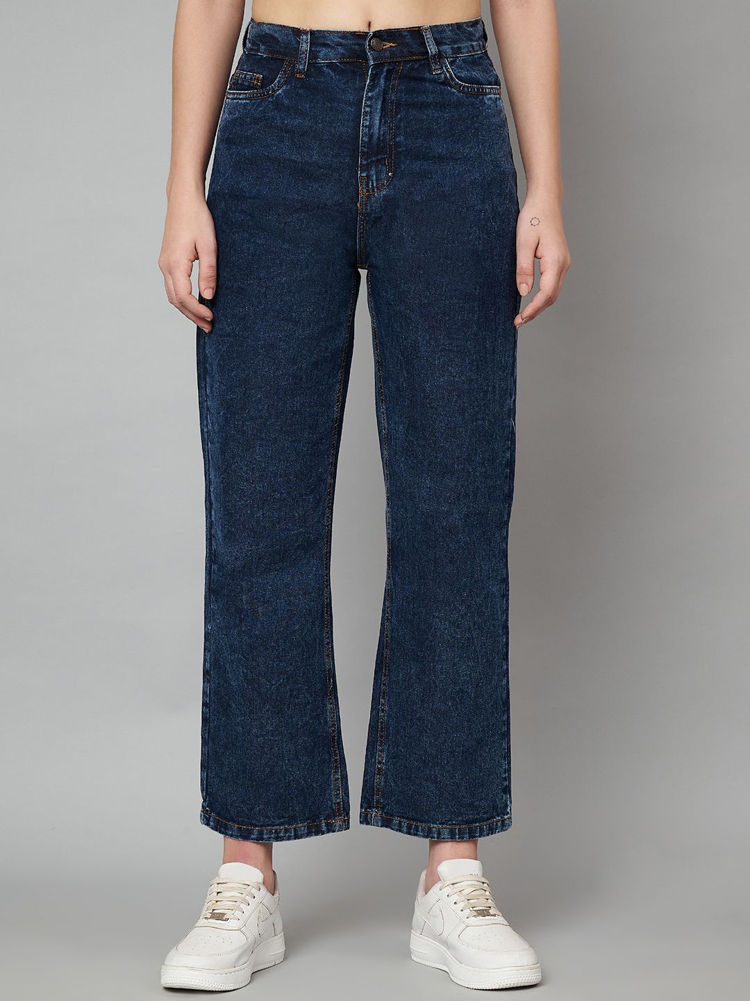 

Zaahii Women Wide Leg High-Rise Jeans, Blue