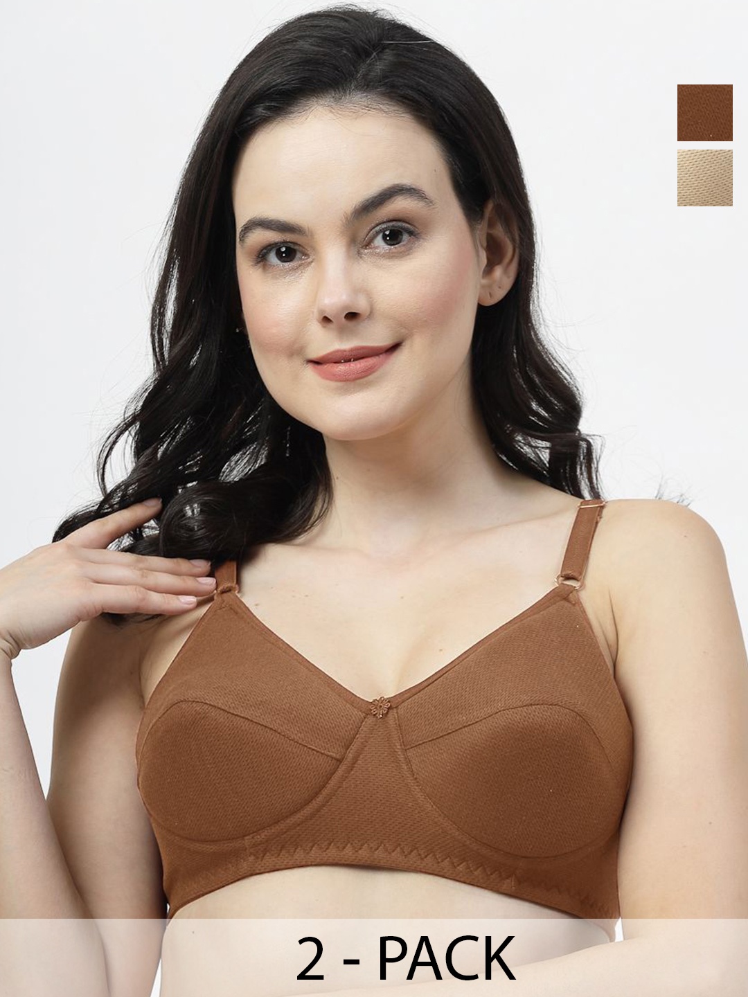 

SHYAM SONS FLAIR Pack Of 2 Full Coverage Lightly Padded Everyday Bra, Beige