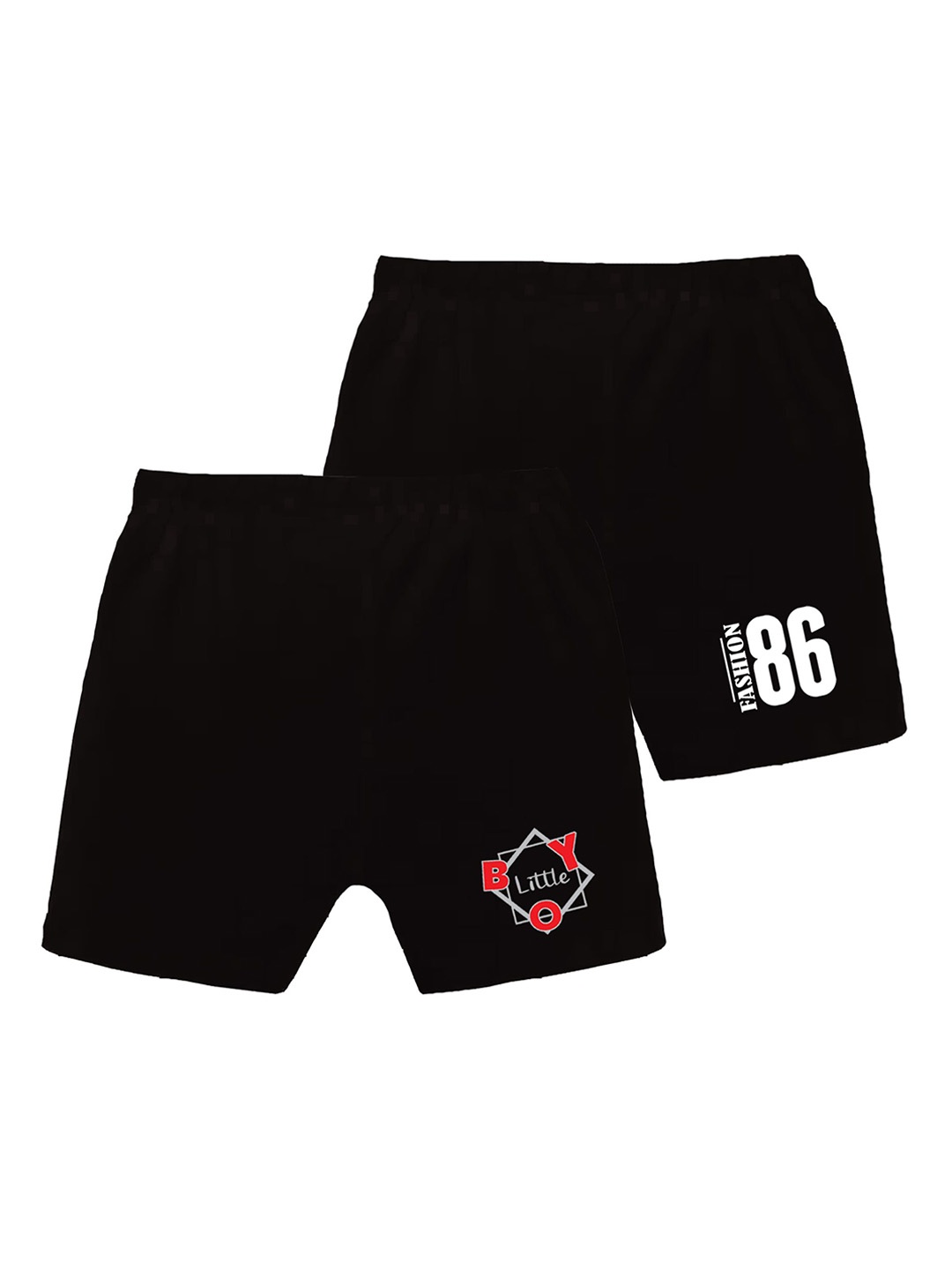 

CoolTees4U Pack Of 2 Boys Printed Shorts, Black